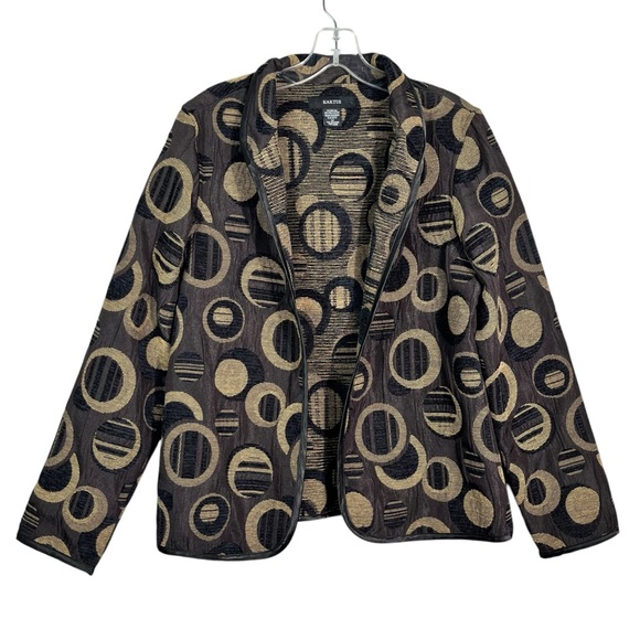 Kaktus Jackets & Blazers - Kaktus Circle Disco Art Deco Needlepoint Polka Dot Printed Blazer Knit Jacket M